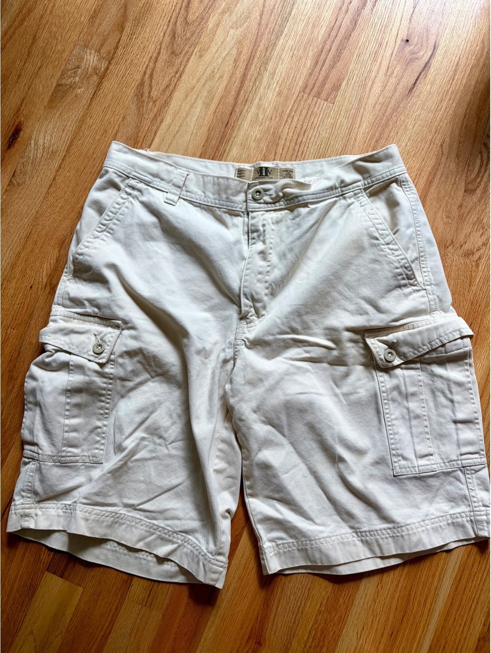 Y2K Weathered Wear Men’s Cargo Shorts Size 36 Beige Khaki Utility